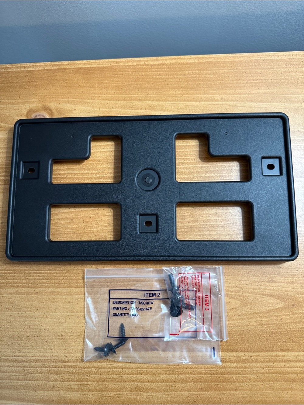 Hyundai Kona Black License Plate Mounting Bracket with Hardware
